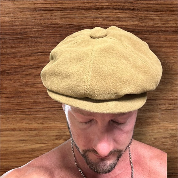 Vintage Newsboy Cap Beige‎ Medium Suede Hat United Hatters Union Made - Picture 5 of 7